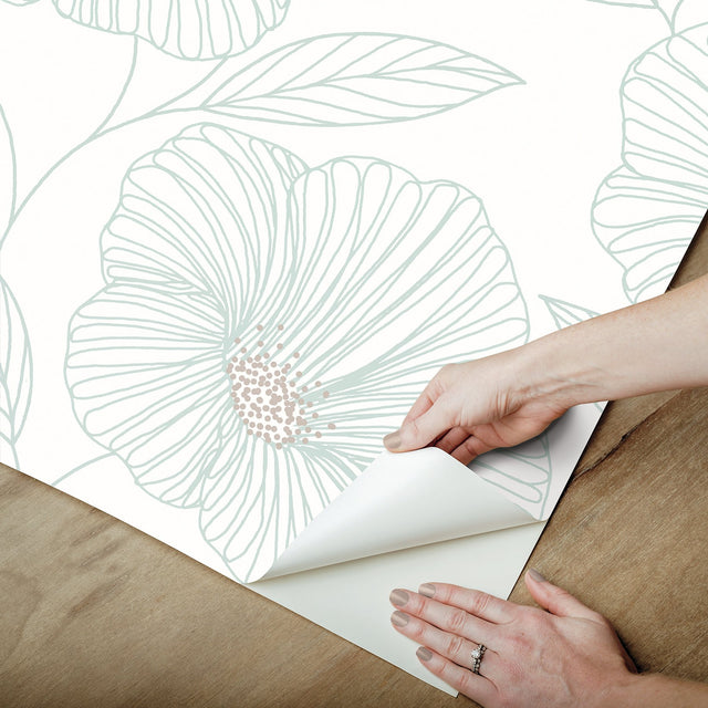 Floweret Seafoam Peel & Stick Wallpaper