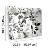 Breezy Black Peel & Stick Wallpaper with Farmhouse Botanical Leaf Motif - NuWallpaper NUS4983