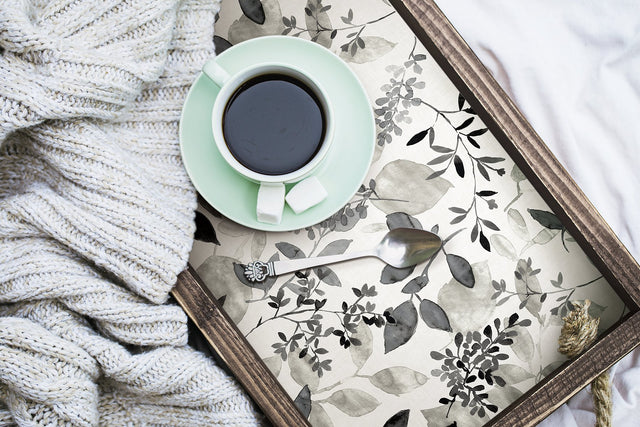 Breezy Black Peel & Stick Wallpaper with Farmhouse Botanical Leaf Motif - NuWallpaper NUS4983