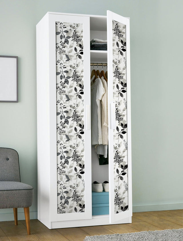 Breezy Black Peel & Stick Wallpaper with Farmhouse Botanical Leaf Motif - NuWallpaper NUS4983