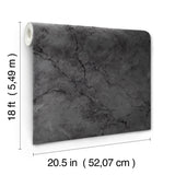 Hayden Black Marble Peel & Stick Wallpaper with Faux Effects Pattern, Industrial Style - NuWallpaper NUS4984