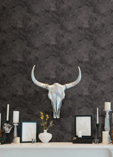Hayden Black Marble Peel & Stick Wallpaper with Faux Effects Pattern, Industrial Style - NuWallpaper NUS4984