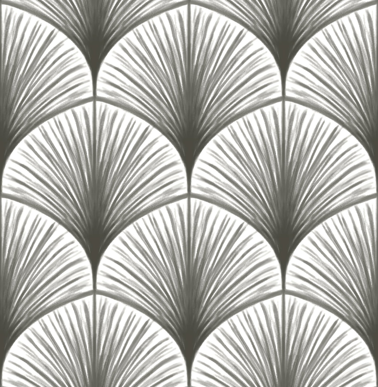 Amari Grey Peel & Stick Wallpaper with Art Deco Fan Ogee - NuWallpaper NUS4985