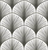 Amari Grey Peel & Stick Wallpaper with Art Deco Fan Ogee - NuWallpaper NUS4985