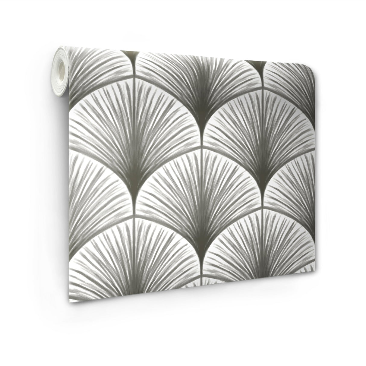 Amari Grey Peel & Stick Wallpaper with Art Deco Fan Ogee - NuWallpaper NUS4985
