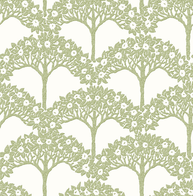 Finley Green Peel & Stick Wallpaper with Raised Ink Botanical Tree Pattern, Transitional Style - NuWallpaper NUS4987