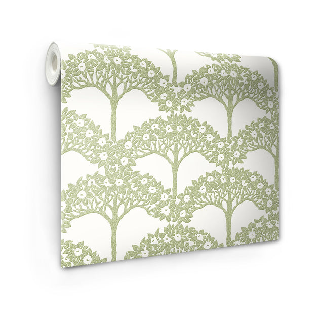 Finley Green Peel & Stick Wallpaper with Raised Ink Botanical Tree Pattern, Transitional Style - NuWallpaper NUS4987