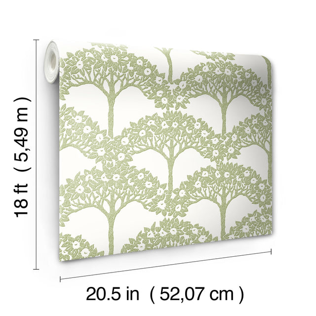 Finley Green Peel & Stick Wallpaper with Raised Ink Botanical Tree Pattern, Transitional Style - NuWallpaper NUS4987