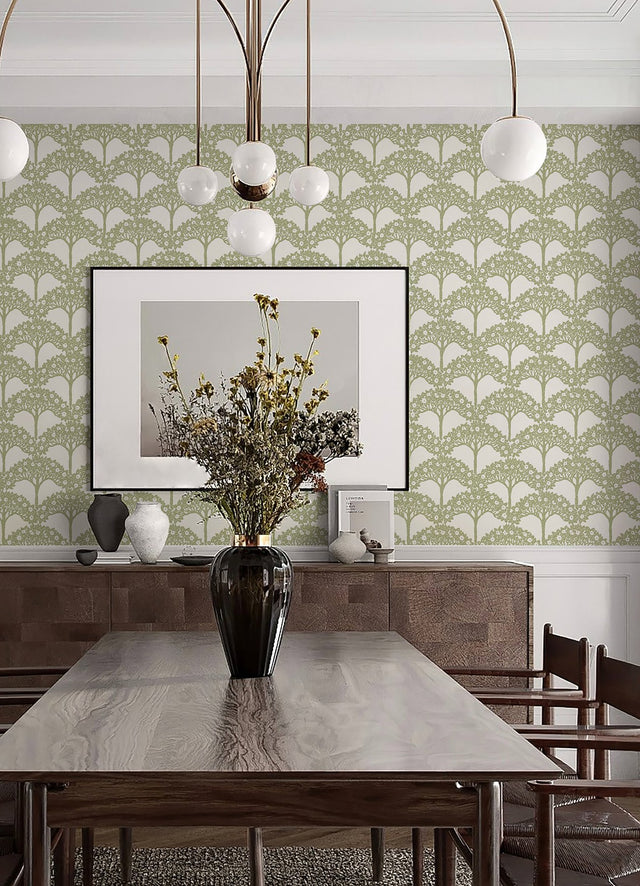 Finley Green Peel & Stick Wallpaper with Raised Ink Botanical Tree Pattern, Transitional Style - NuWallpaper NUS4987