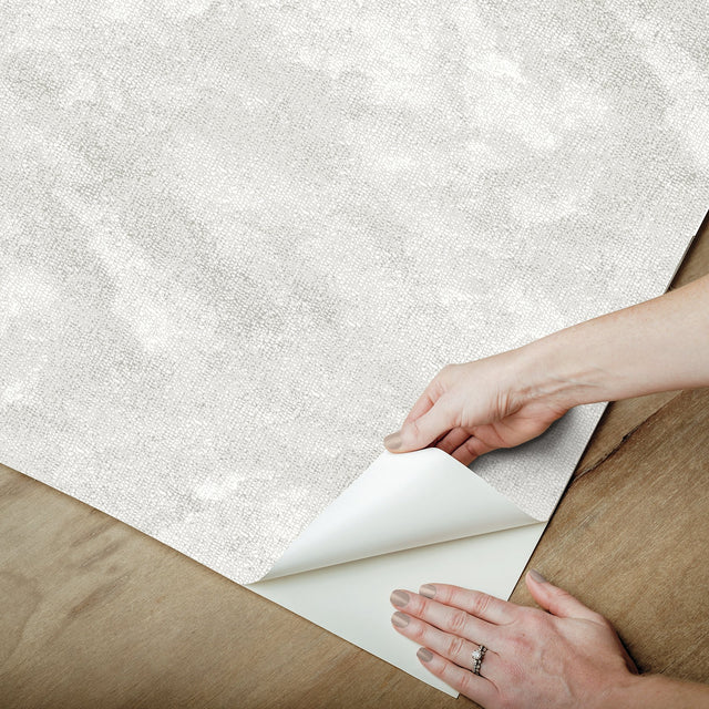 Declan Light Grey Peel & Stick Wallpaper with Modern Cloud Pattern, Raised Ink Texture - NuWallpaper NUS4988