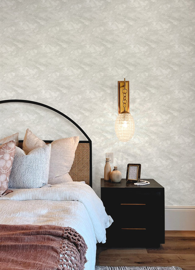 Declan Light Grey Peel & Stick Wallpaper with Modern Cloud Pattern, Raised Ink Texture - NuWallpaper NUS4988