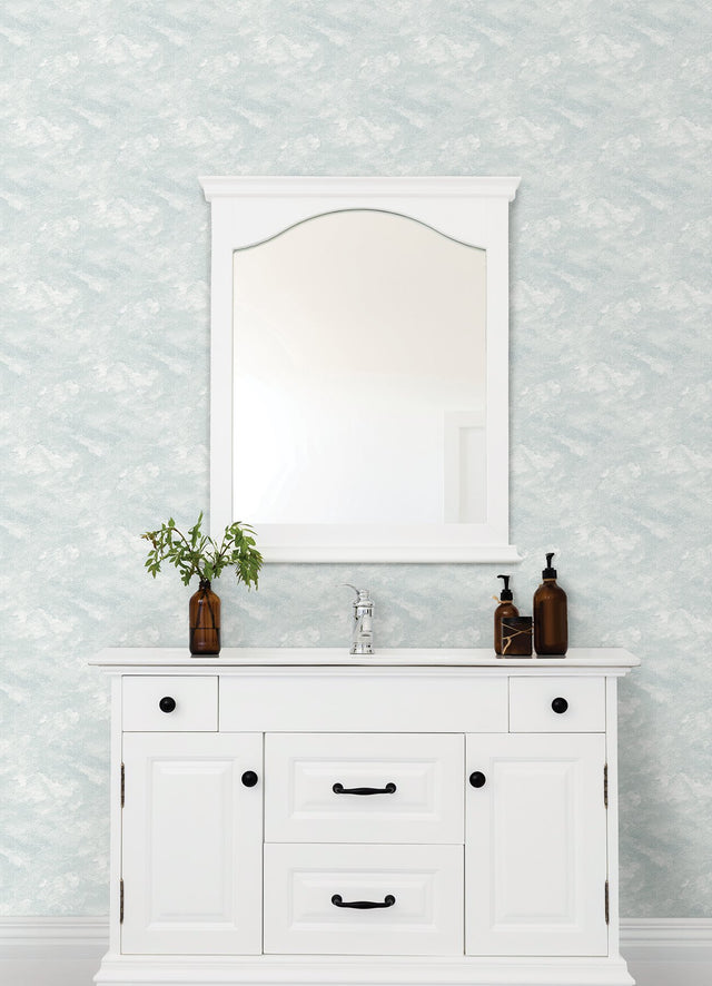 Declan Blue Peel & Stick Wallpaper with Raised Ink Clouds Pattern, Modern Style - NuWallpaper NUS4989