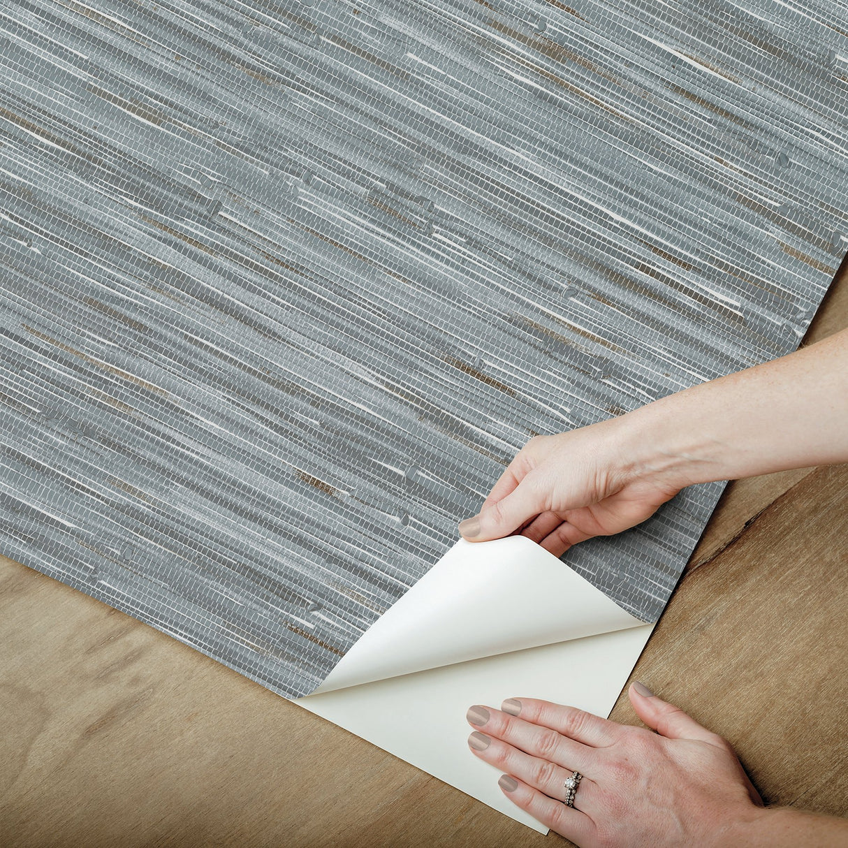 Grassweave Blue Peel & Stick Wallpaper with Faux Grasscloth Pattern - NuWallpaper NUS4991