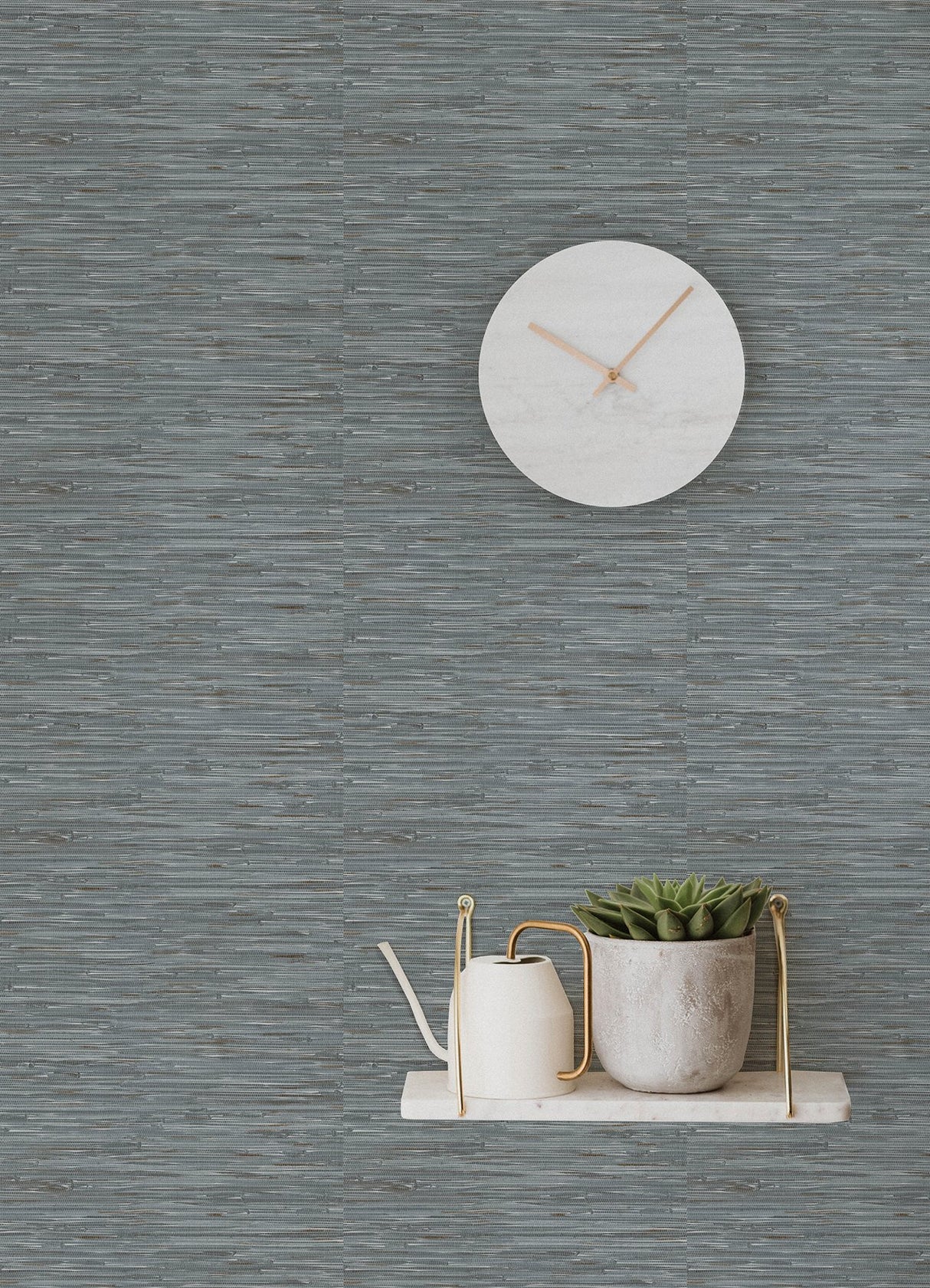 Grassweave Blue Peel & Stick Wallpaper with Faux Grasscloth Pattern - NuWallpaper NUS4991
