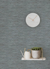 Grassweave Blue Peel & Stick Wallpaper with Faux Grasscloth Pattern - NuWallpaper NUS4991