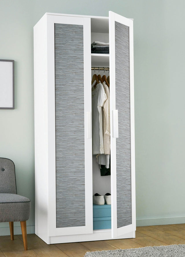 Grassweave Blue Peel & Stick Wallpaper with Faux Grasscloth Pattern - NuWallpaper NUS4991