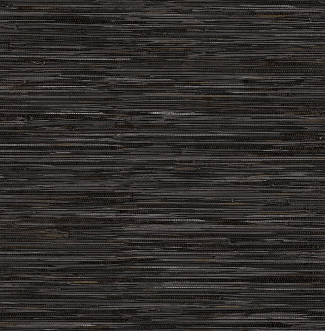 Grassweave Black Peel & Stick Wallpaper with Faux Grasscloth Texture, Traditional Graphics - NuWallpaper NUS4992