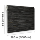 Grassweave Black Peel & Stick Wallpaper with Faux Grasscloth Texture, Traditional Graphics - NuWallpaper NUS4992
