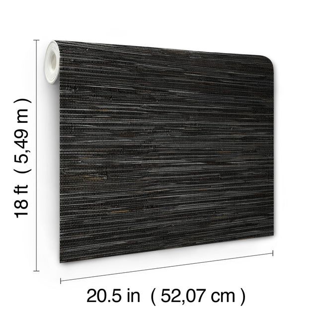 Grassweave Black Peel & Stick Wallpaper with Faux Grasscloth Texture, Traditional Graphics - NuWallpaper NUS4992