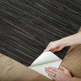 Grassweave Black Peel & Stick Wallpaper with Faux Grasscloth Texture, Traditional Graphics - NuWallpaper NUS4992