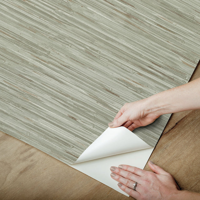 Grassweave Green Faux Grasscloth Peel & Stick Wallpaper with Raised Ink Texture - NuWallpaper NUS4993