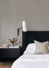 Grassweave Grey Peel & Stick Wallpaper with Faux Grasscloth Texture - NuWallpaper NUS4994
