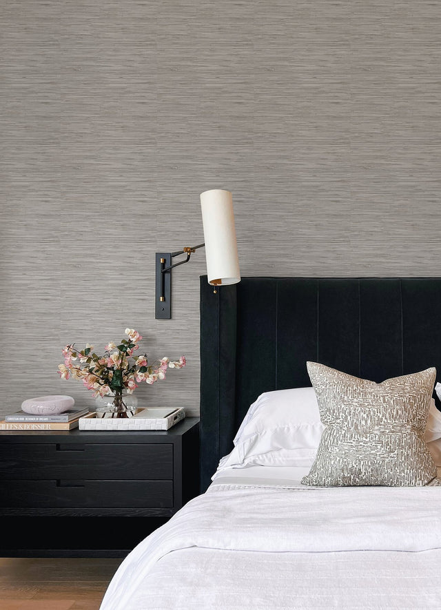Grassweave Grey Peel & Stick Wallpaper with Faux Grasscloth Texture - NuWallpaper NUS4994