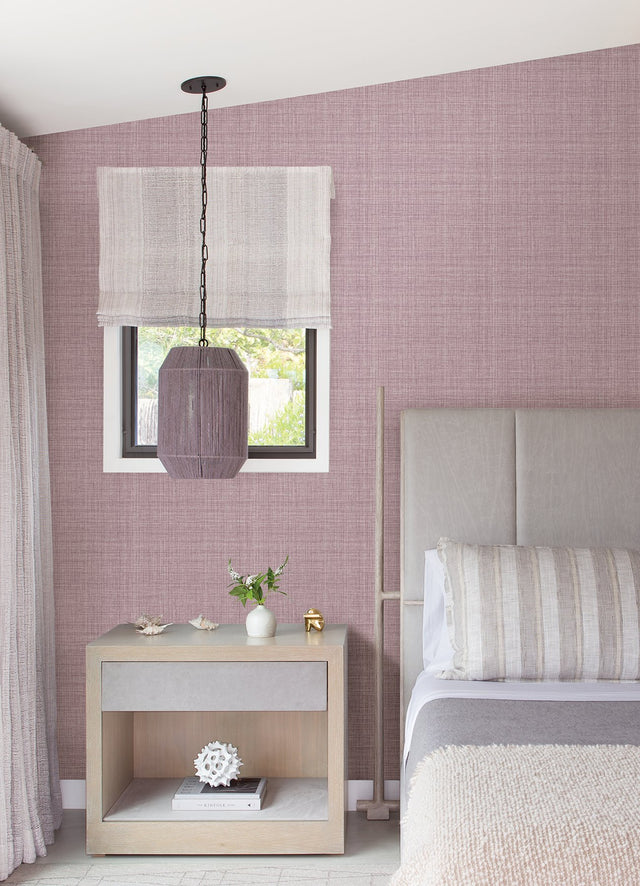 Lansdowne Purple Peel & Stick Wallpaper with Fabric Texture - NuWallpaper NUS4995