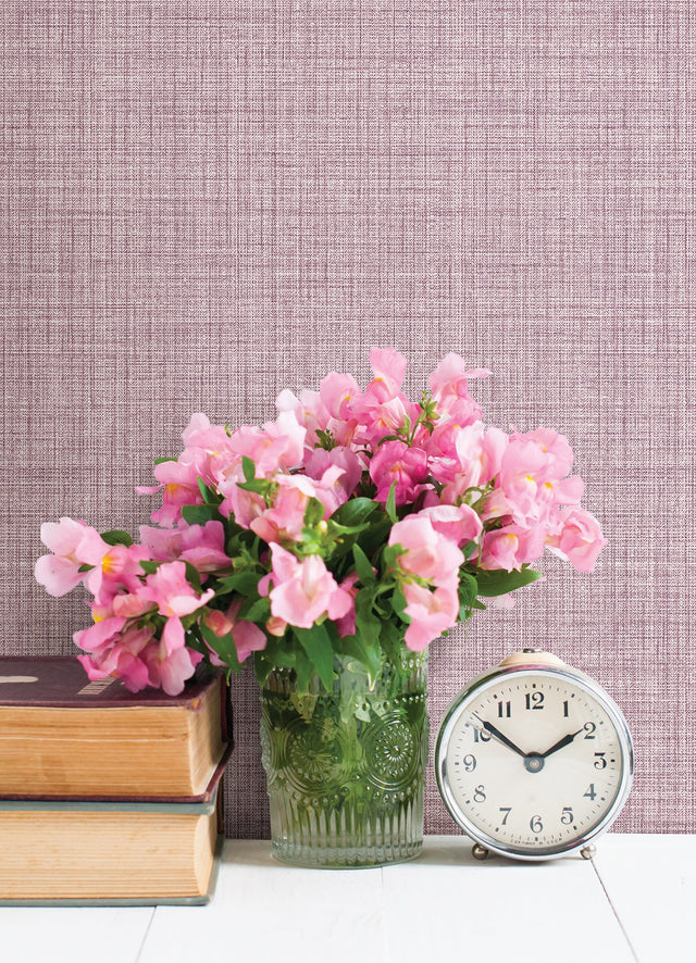Lansdowne Purple Peel & Stick Wallpaper with Fabric Texture - NuWallpaper NUS4995