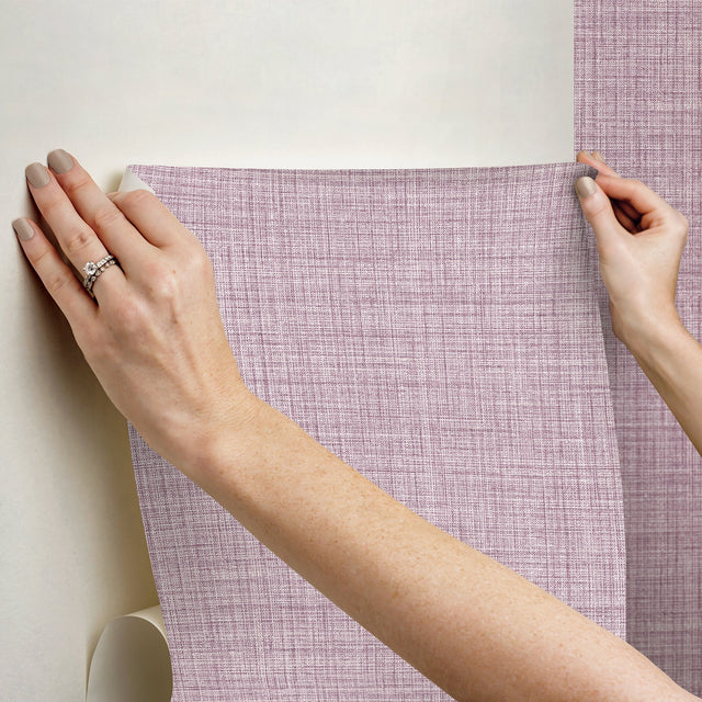 Lansdowne Purple Peel & Stick Wallpaper with Fabric Texture - NuWallpaper NUS4995