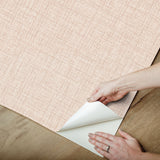 Lansdowne Peach Peel & Stick Wallpaper with Fabric Texture Pattern - NuWallpaper NUS4996