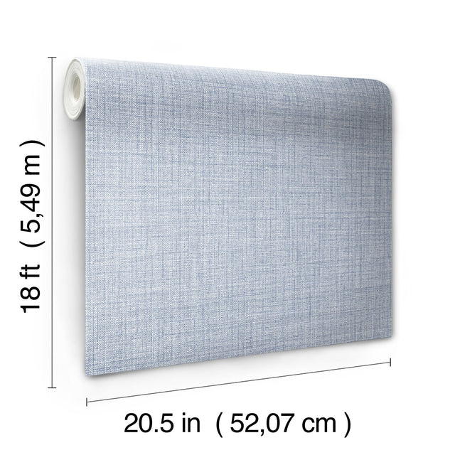 Lansdowne Blue Peel & Stick Wallpaper with Fabric Texture Pattern, Traditional Style - NuWallpaper NUS4997