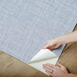 Lansdowne Blue Peel & Stick Wallpaper with Fabric Texture Pattern, Traditional Style - NuWallpaper NUS4997