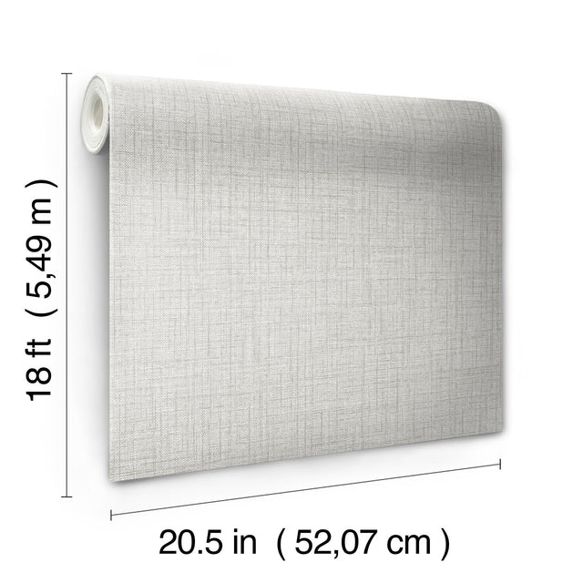 Lansdowne Grey Peel & Stick Wallpaper with Fabric Texture Motif - NuWallpaper NUS4998