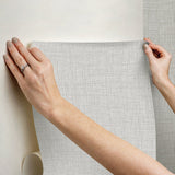 Lansdowne Grey Peel & Stick Wallpaper with Fabric Texture Motif - NuWallpaper NUS4998