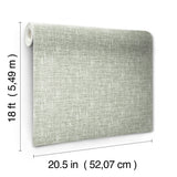 Poplin Sage Peel & Stick Wallpaper with Fabric Texture Pattern, Traditional Style - NUS5000