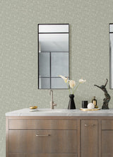 Poplin Sage Peel & Stick Wallpaper with Fabric Texture Pattern, Traditional Style - NUS5000