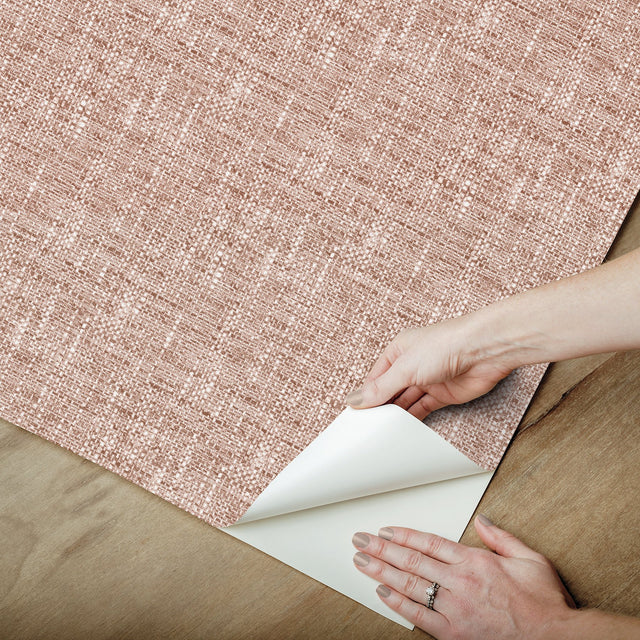 Poplin Terracotta Peel & Stick Wallpaper with Fabric Texture Pattern - NuWallpaper NUS5001