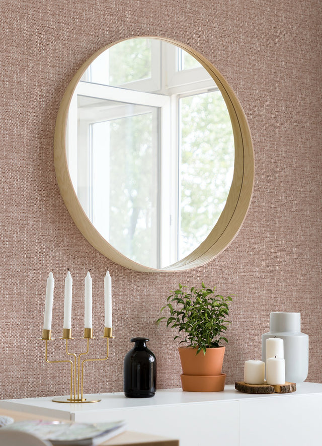 Poplin Terracotta Peel & Stick Wallpaper with Fabric Texture Pattern - NuWallpaper NUS5001