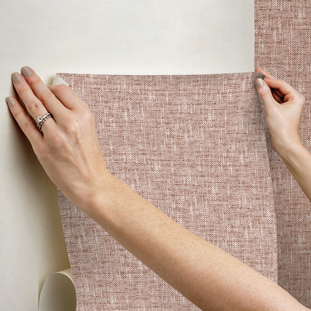 Poplin Terracotta Peel & Stick Wallpaper with Fabric Texture Pattern - NuWallpaper NUS5001