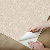Poplin Tan Peel & Stick Wallpaper with Fabric Textures Pattern, Traditional Style - NuWallpaper NUS5002