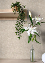 Poplin Tan Peel & Stick Wallpaper with Fabric Textures Pattern, Traditional Style - NuWallpaper NUS5002