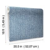 Ashland Navy Peel & Stick Wallpaper with Fabric Texture Pattern, Traditional Style - NUS5003