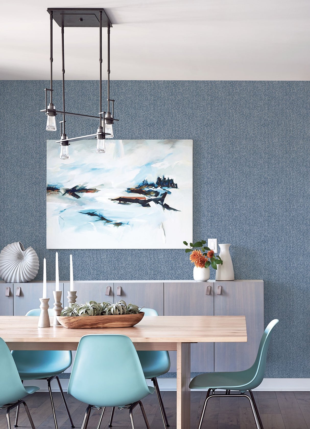 Ashland Navy Peel & Stick Wallpaper with Fabric Texture Pattern, Traditional Style - NUS5003