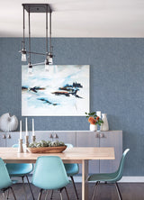 Ashland Navy Peel & Stick Wallpaper with Fabric Texture Pattern, Traditional Style - NUS5003