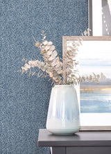 Ashland Navy Peel & Stick Wallpaper with Fabric Texture Pattern, Traditional Style - NUS5003
