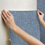 Ashland Navy Peel & Stick Wallpaper with Fabric Texture Pattern, Traditional Style - NUS5003