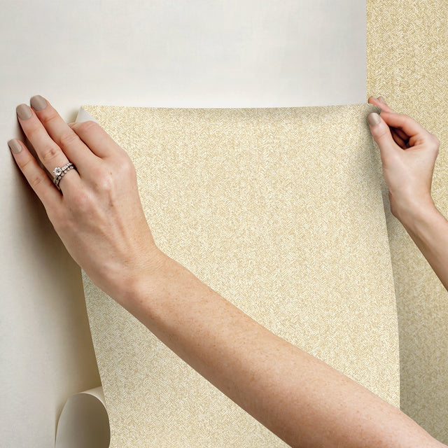 Ashland Yellow Peel & Stick Wallpaper with Fabric Textures Raised Ink - Brewster NUS5004
