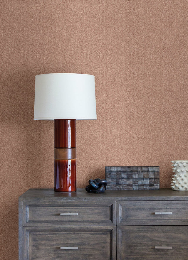 Ashland Terracotta Peel & Stick Wallpaper with Fabric Texture Pattern, Traditional Graphics Style - NuWallpaper NUS5005