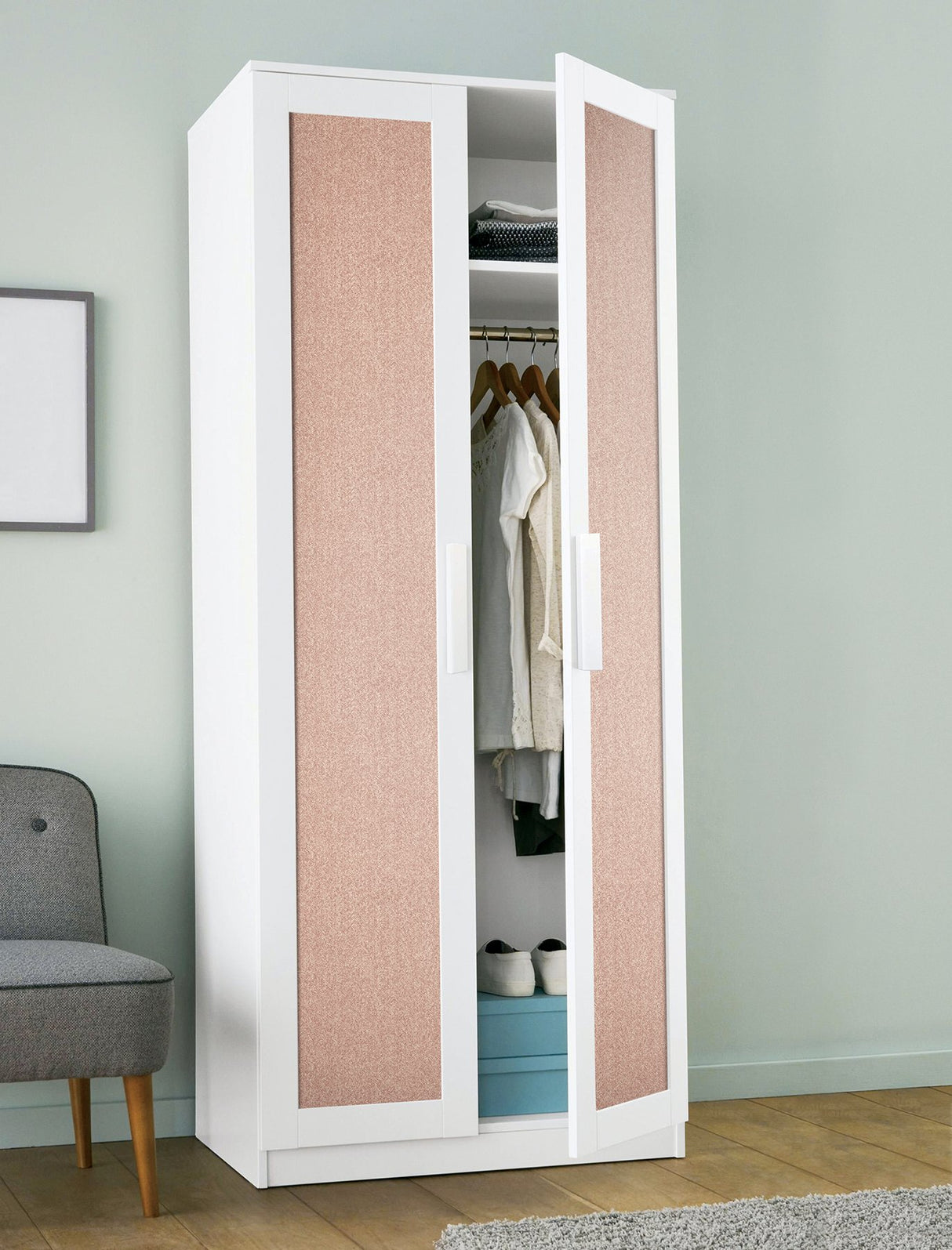 Ashland Terracotta Peel & Stick Wallpaper with Fabric Texture Pattern, Traditional Graphics Style - NuWallpaper NUS5005